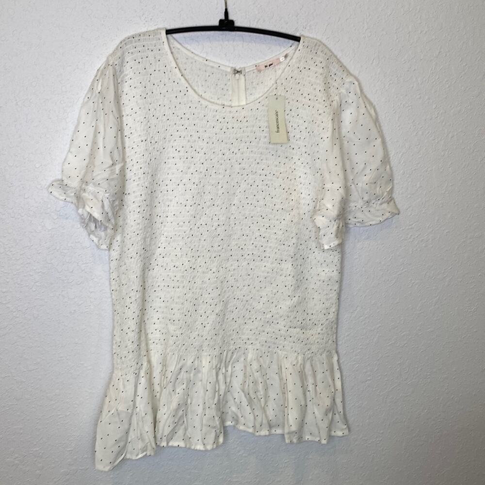 Mi Ami x Francesca’s Collection Polka Dot Ruched Peplum Top NWT Sz 3X Stretch